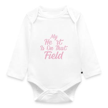 Mon cœur est sur ce terrain - Jouer au soccer - Body Bébé bio manches longues - blanc - Devant