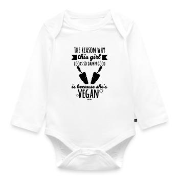vegane Mutter Mädchen Vegetarierin - Baby Bio-Langarm-Body - Weiß - Vorne