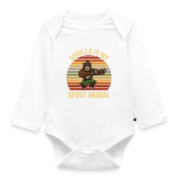 Spirit Animal Gorilla tanzen Musik - Baby Bio-Langarm-Body - Weiß - Vorne