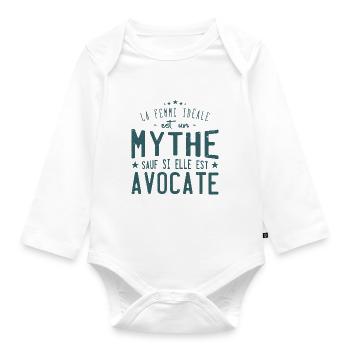 la femme idéale est avocate - humour mythe femme - Body Bébé bio manches longues - blanc - Devant
