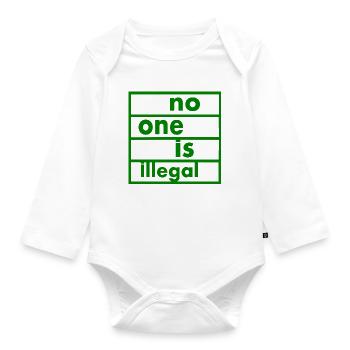 No one is illegal - Organic Longsleeve Baby Bodysuit - white - Front