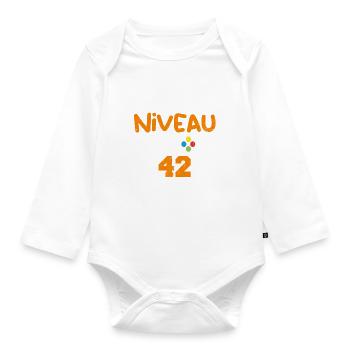Niveau 42 débloqué - idée cadeau anniversaire - Body Bébé bio manches longues - blanc - Devant