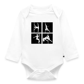 Pole Dance Silhouette - Pole Dancing Pole Dancer P - Baby Bio-Langarm-Body - Weiß - Vorne