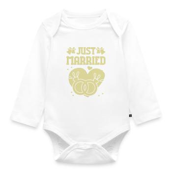 Just Married - Organic Longsleeve Baby Bodysuit - white - Front