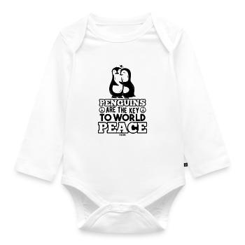 Penguin Friends South Pole Loons - Organic Longsleeve Baby Bodysuit - white - Front