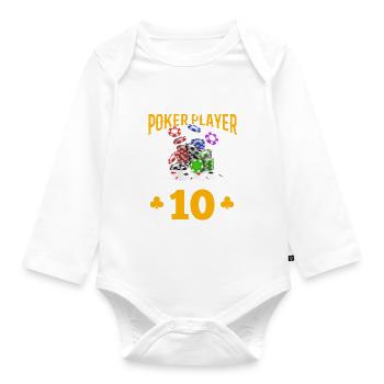 This Little Poker Player is 10 Years Old Poker Bir - Baby Bio-Langarm-Body - Weiß - Vorne