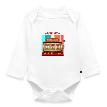 Kasino Glücksspiel Spielautomat Kartenspiel - Baby Bio-Langarm-Body - Weiß - Vorne