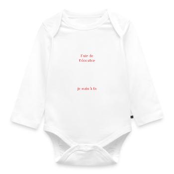 dans ma tete caserne humour pompier homme cadeau - Body Bébé bio manches longues - blanc - Devant