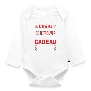 Chérie, cadeau pour la saint valentin, humour. - Body Bébé bio manches longues - blanc - Devant