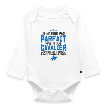 pas parfait mais cavalier - Body Bébé bio manches longues - blanc - Devant