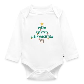 Mein erstes Weihnachten / First Christmas - Baby Bio-Langarm-Body - Weiß - Vorne