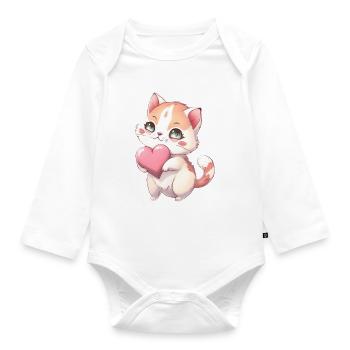 Mignon bébé chat maman enfants T-shirt - Body Bébé bio manches longues - blanc - Devant