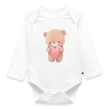 Teddy Bear Cuddly Toy Toy Sleep T-shirt - Body Bébé bio manches longues - blanc - Devant