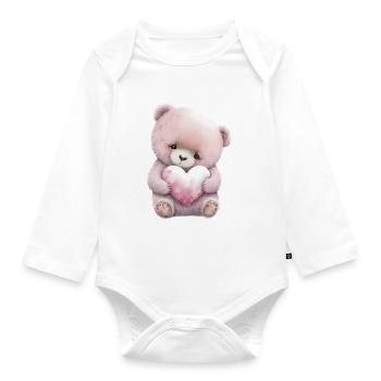 Teddy Bear Cuddly Toy Toy Sleep T-shirt - Body Bébé bio manches longues - blanc - Devant
