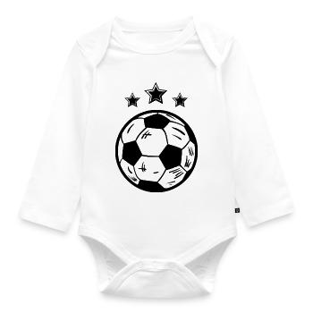 Fußball Soccer - Baby Bio-Langarm-Body - Weiß - Vorne