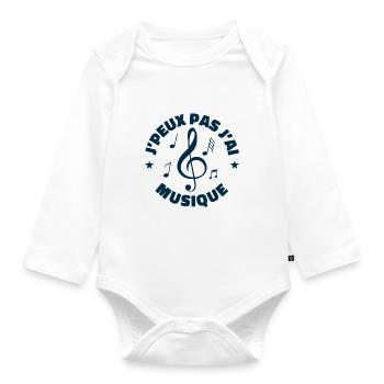 j'peux pas j'ai musique - Body Bébé bio manches longues - blanc - Devant