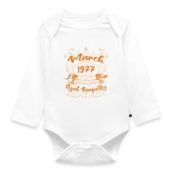 März 1977 | Perfekt gealtert - Baby Bio-Langarm-Body - Weiß - Vorne