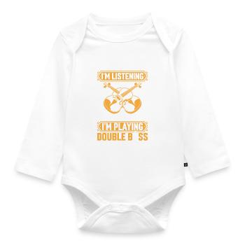 Double Bassiste - Dans ma tête je joue du Double Bas - Body Bébé bio manches longues - blanc - Devant