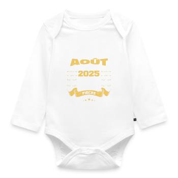 Les légendes sont nées en Août 2025 | vintage - Body Bébé bio manches longues - blanc - Devant