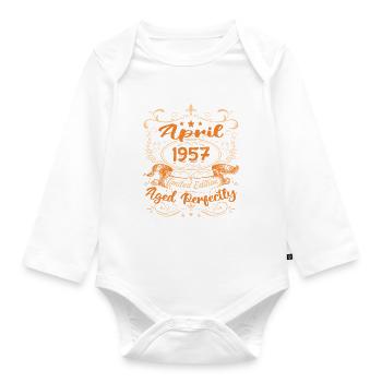 Geburtstag Vintage Geschenkidee April 1957 - Baby Bio-Langarm-Body - Weiß - Vorne