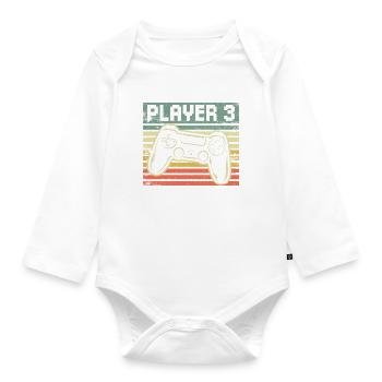 Player 3 - Gamer Father Son Partnerlook Gaming - Organic Longsleeve Baby Bodysuit - white - Front