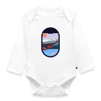Travel Airplane Windows Landscape Nature - Organic Longsleeve Baby Bodysuit - white - Front