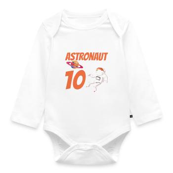 Ce petit astronaute a 10 ans - Space Astr - Body Bébé bio manches longues - blanc - Devant