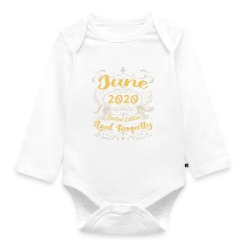 Juni 2020| Jahrgang Geschenk 2020 - Baby Bio-Langarm-Body - Weiß - Vorne