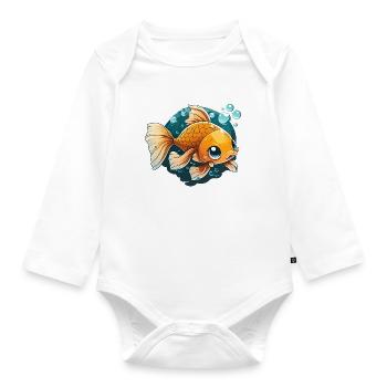 Goldfisch Aquarium Fisch Fische Fischzucht Tier - Baby Bio-Langarm-Body - Weiß - Vorne