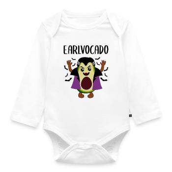 Avocado Vampire Funny Vegetable Fruit Gift - Organic Longsleeve Baby Bodysuit - white - Front