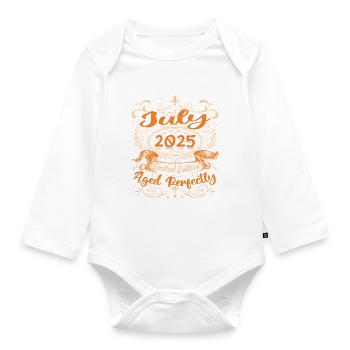 Juli 2025 Jubiläums Vintage Geschenkidee 2025 - Baby Bio-Langarm-Body - Weiß - Vorne