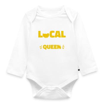 Soutenez votre conserverie locale Queen Einma - Body Bébé bio manches longues - blanc - Devant