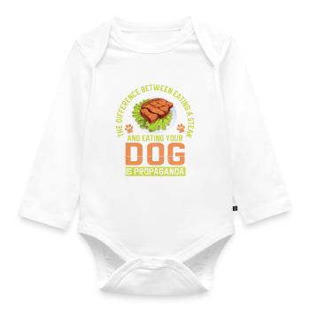 Vegan Fleischlos Tierlieb & Veganer - Baby Bio-Langarm-Body - Weiß - Vorne