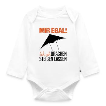 Drachenfliegen Drachensteigen Spruch Geschenk - Baby Bio-Langarm-Body - Weiß - Vorne