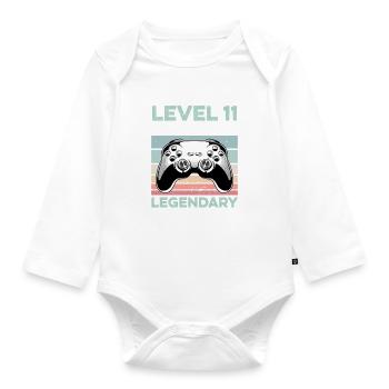 Niveau 11 ans Année d’anniversaire 2012 Gamer Boy - Body Bébé bio manches longues - blanc - Devant