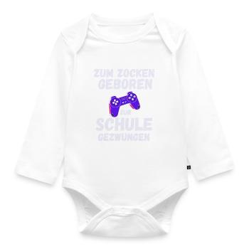 Gamer Spruch Gaming Sprüche Schule - Baby Bio-Langarm-Body - Weiß - Vorne