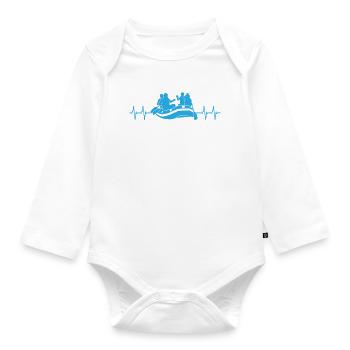 Rafting EKG Linie Wildwasserbootfahren Geschenk - Baby Bio-Langarm-Body - Weiß - Vorne