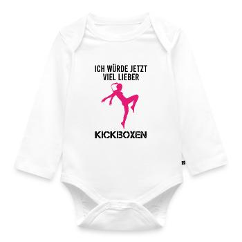 Kickboxen Kickboxerin Spruch Lustig Geschenk Damen - Baby Bio-Langarm-Body - Weiß - Vorne