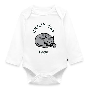 Crazy Cat Lady - Baby Bio-Langarm-Body - Weiß - Vorne
