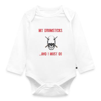 Mes baguettes appellent I Must Go - Funny Drumme - Body Bébé bio manches longues - blanc - Devant