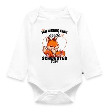 Ich Werde Eine Große Schwester 2024 - Baby Bio-Langarm-Body - Weiß - Vorne