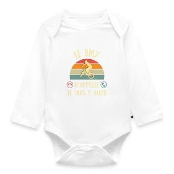 bmx m'appelle homme humour ado vintage idée cadeau - Body Bébé bio manches longues - blanc - Devant