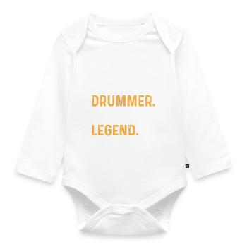 Husband Dad Drummer Hero Legend - Drummer Daddy - Baby Bio-Langarm-Body - Weiß - Vorne