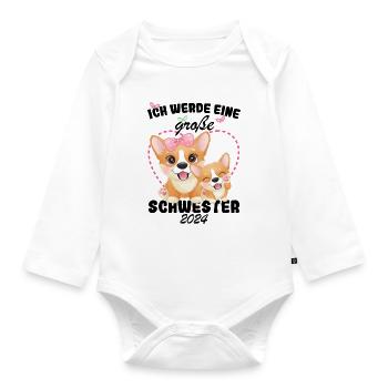 Ich Werde Eine Große Schwester 2024 - Baby Bio-Langarm-Body - Weiß - Vorne