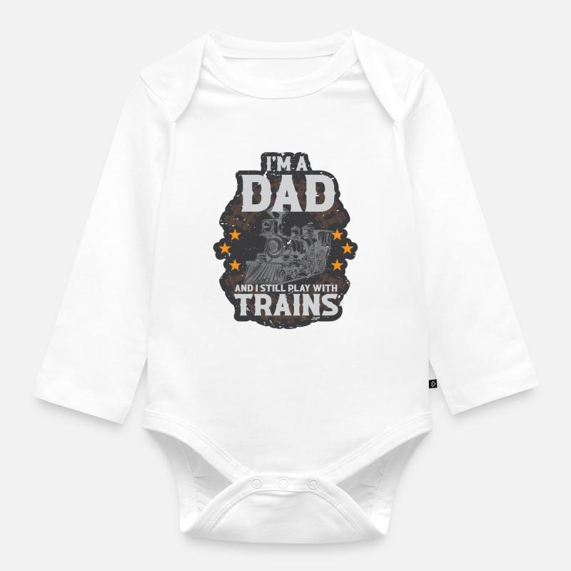 Lokführer Bahn Design I Model Eisenbahn - Baby Bio-Langarm-Body - Weiß
