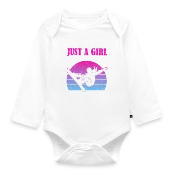 Snowboarder Girl - Just A Girl Who Loves Snowboard - Baby Bio-Langarm-Body - Weiß - Vorne