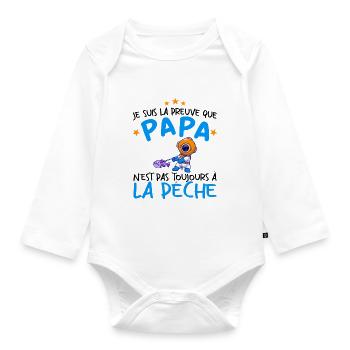 Preuve que mon papa pas toujours à la pêche - Body Bébé bio manches longues - blanc - Devant