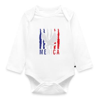 America USA Fan ́Merica Adler History - Organic Longsleeve Baby Bodysuit - white - Front