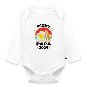 Promoted to Future Dad 2024 - Organic Longsleeve Baby Bodysuit - white - Front
