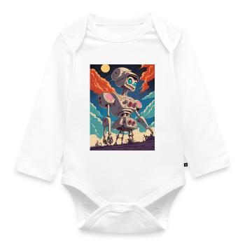 50s Cartoon - Crazy Robot - Sci-Fi - Organic Longsleeve Baby Bodysuit - white - Front